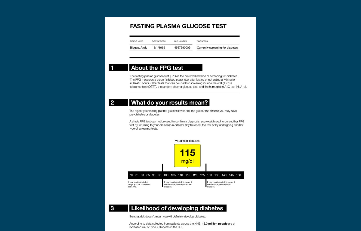 Prototype blood test results letter