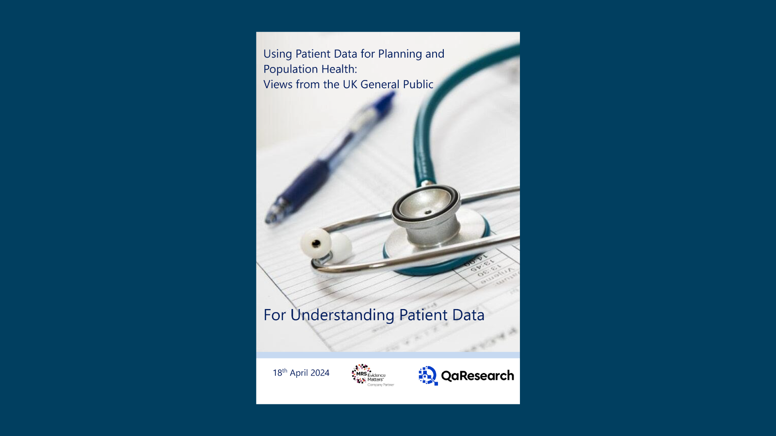 Blue background with a picture of the front page of UPD's data for planning and popoulation health report