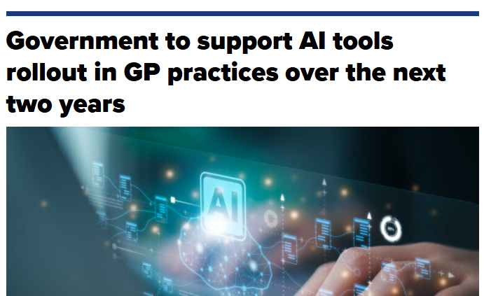 Headline about GPs being given AI tools